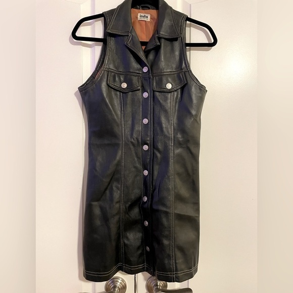 indio pioneer trading co Dresses & Skirts - INDIO PIONEER TRADING CO Vintage Faux Leather Mini Dress